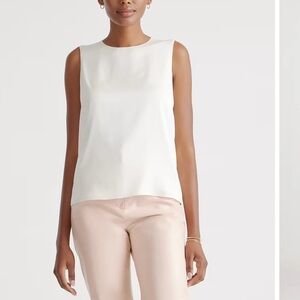 Quince Washable Stretch Silk Shell Tank in Ivory size L